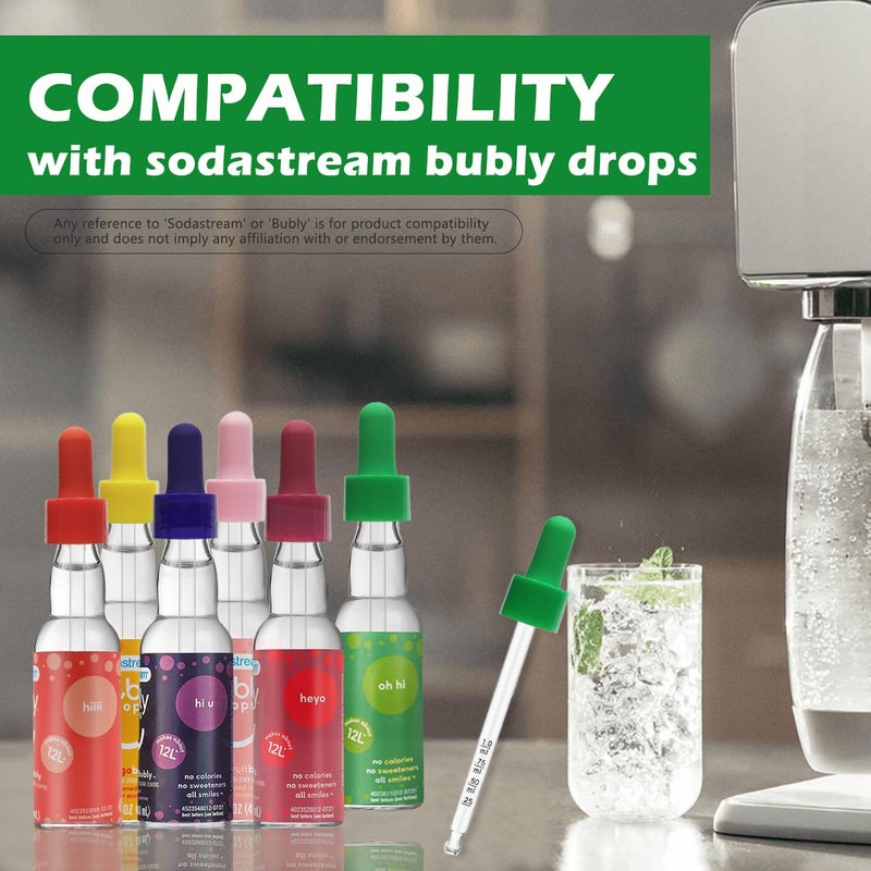 Oxyooh 6Pcs for Bubly Drops Flavors Sodastream Glass Dropper Pipettes Compatible with Bubbly Drops Bubly Sodastream Drops for Sodastream Bottle Accessories Suit for Soda Stream Flavors Syrup-Colorful - Image 2